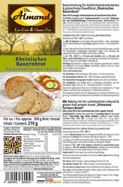 Rhineland Farmers Bread low carb gluten free paleo protein bread mix