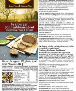 Freiburger Sunflower Seed Bread low carb gluten free paleo protein bread mix