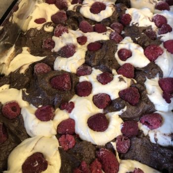 Recipe Cheesecake Brownies with Raspberries low-carb gluten-free keto