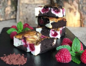 Recipe Cheesecake Brownies with Raspberries low-carb gluten-free keto