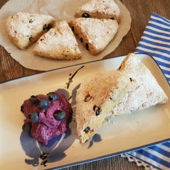 Recipe Blueberry-Lemon Scones with Blueberry Cream Cheese low-carb gluten-free keto